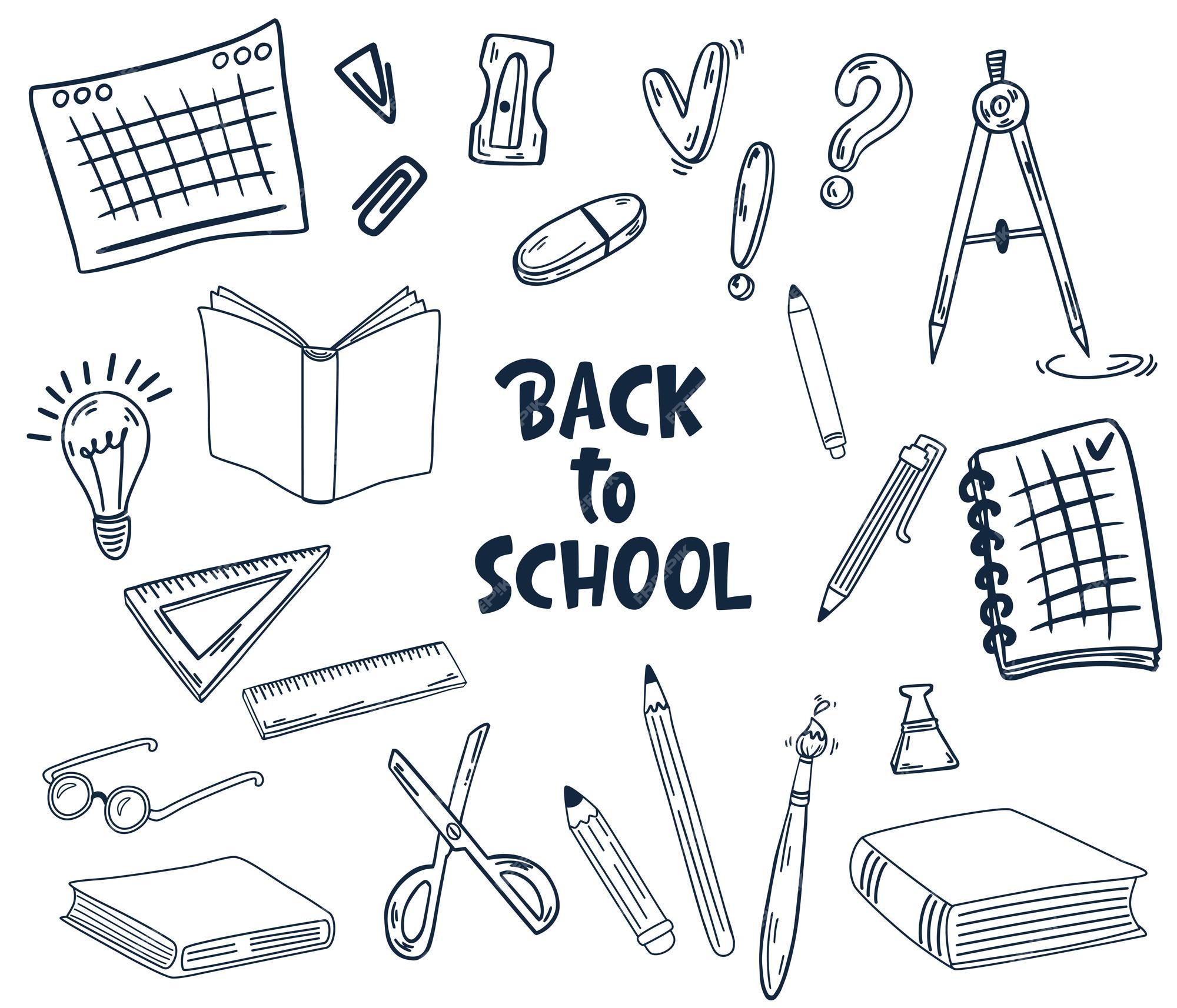 Back to School & School Supplies Among Us Characters I Hand Drawn Doodles