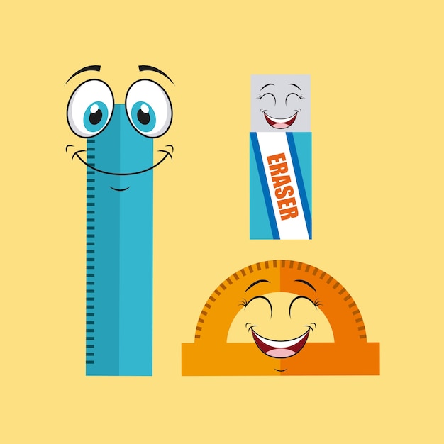 Vector school supplies characters design