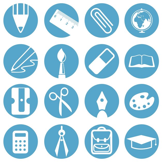 School supplies. icon set