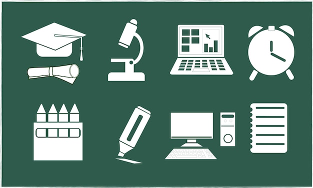 School supplies icon vector set Back to school concept Welcome back to school Learning education