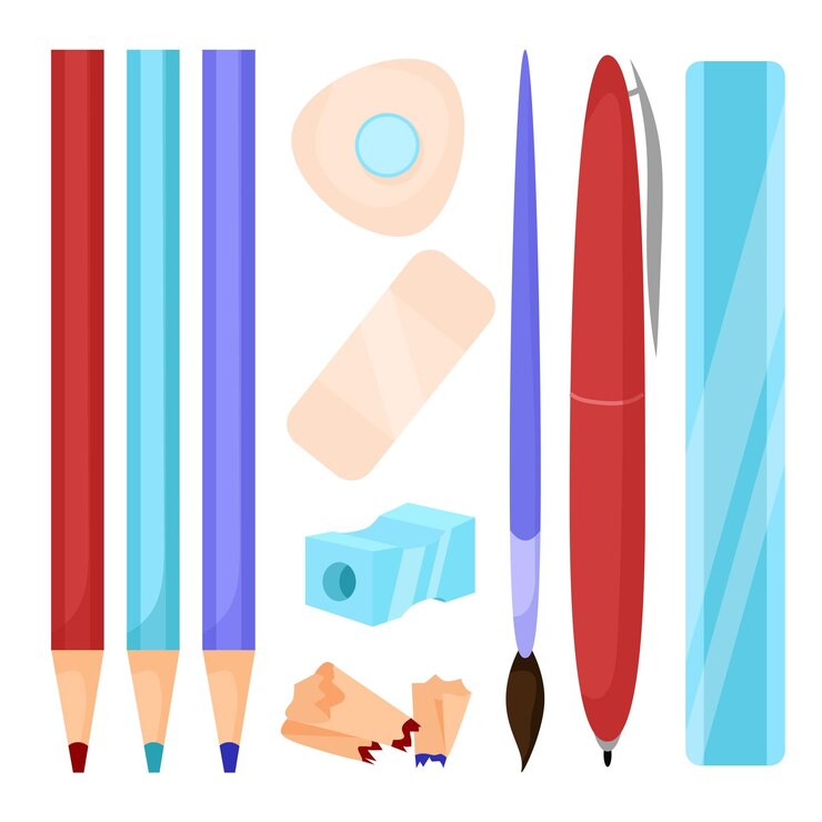 Vector 학용품 자 연필과 펜