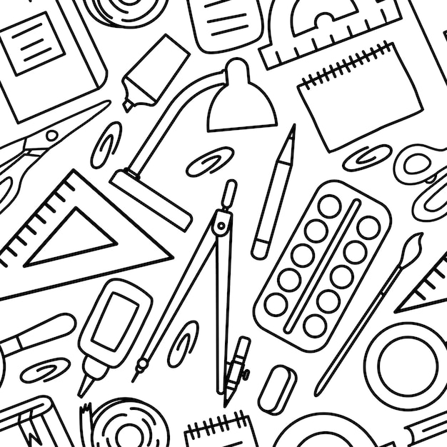 学校用品のシームレスパターン 背景