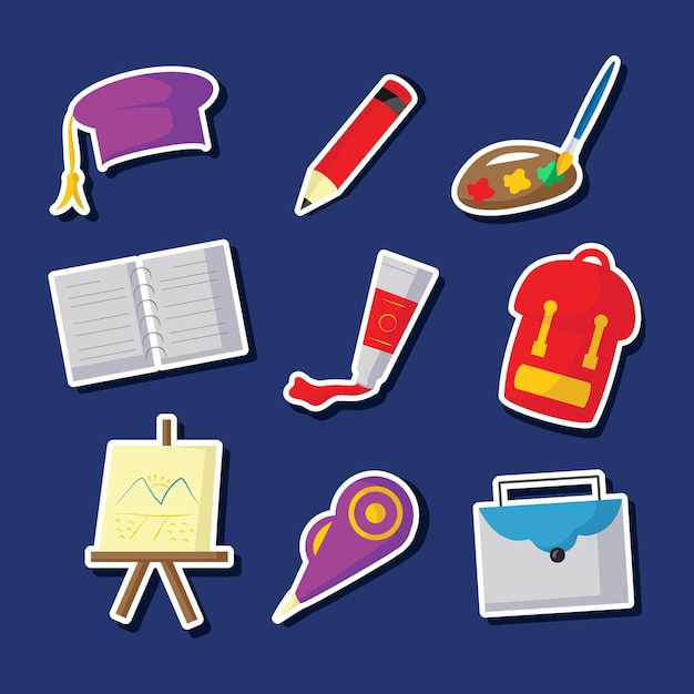 Vector school supplies sticker