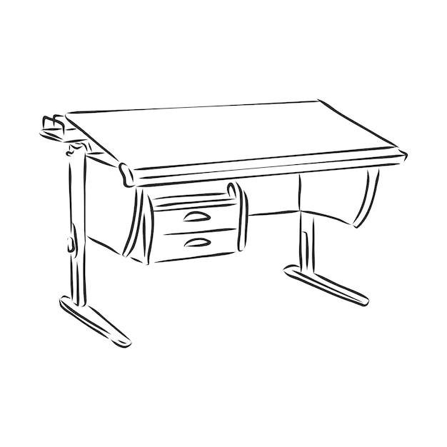 School table, comfortable Desk, vector sketch illustration