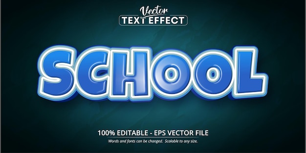 School text, cartoon style editable text effect