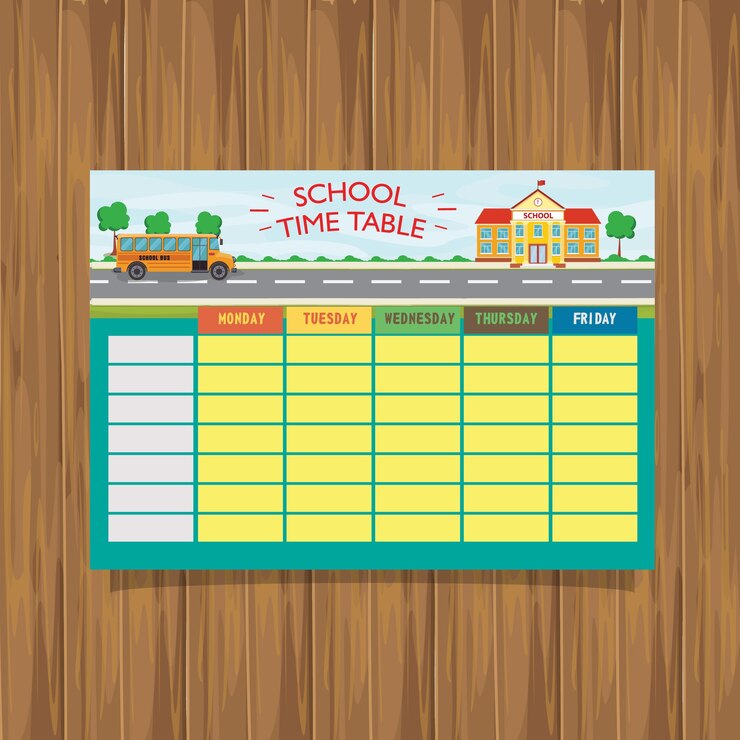 Vector school time table school bus background