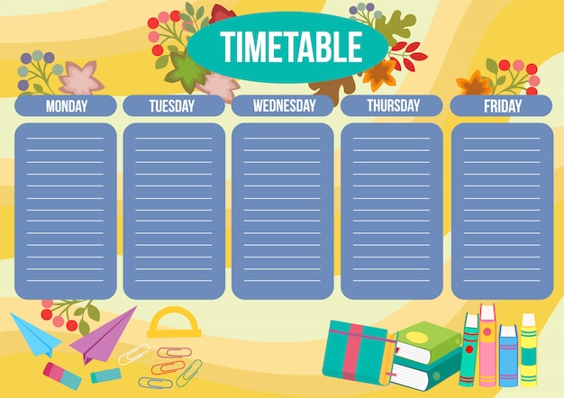 School time table with books