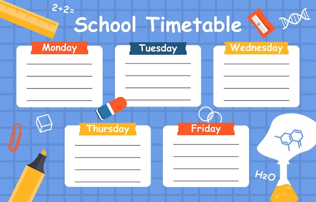 School timetable concept time management and organixation of efficient study process education