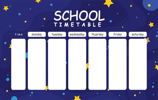 School Timetable Illustrator Premium Vector