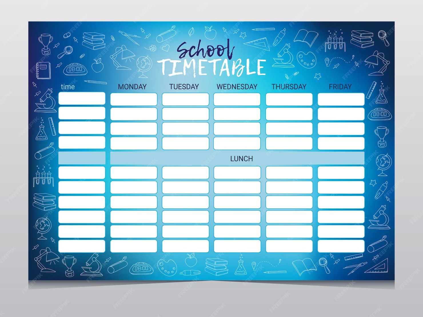 Premium Vector School timetable or lesson schedule template vector