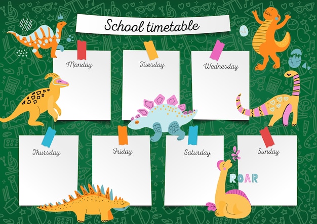 School timetable for planning.