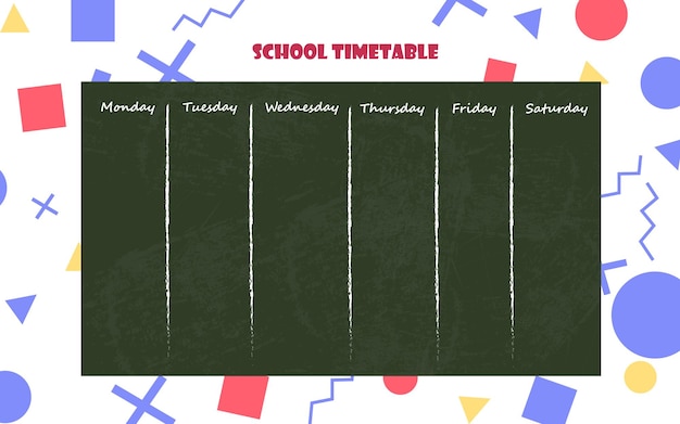 Vector school timetable template vector