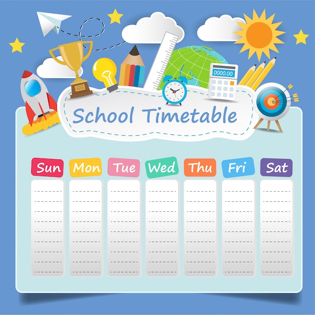 Vector school timetable template