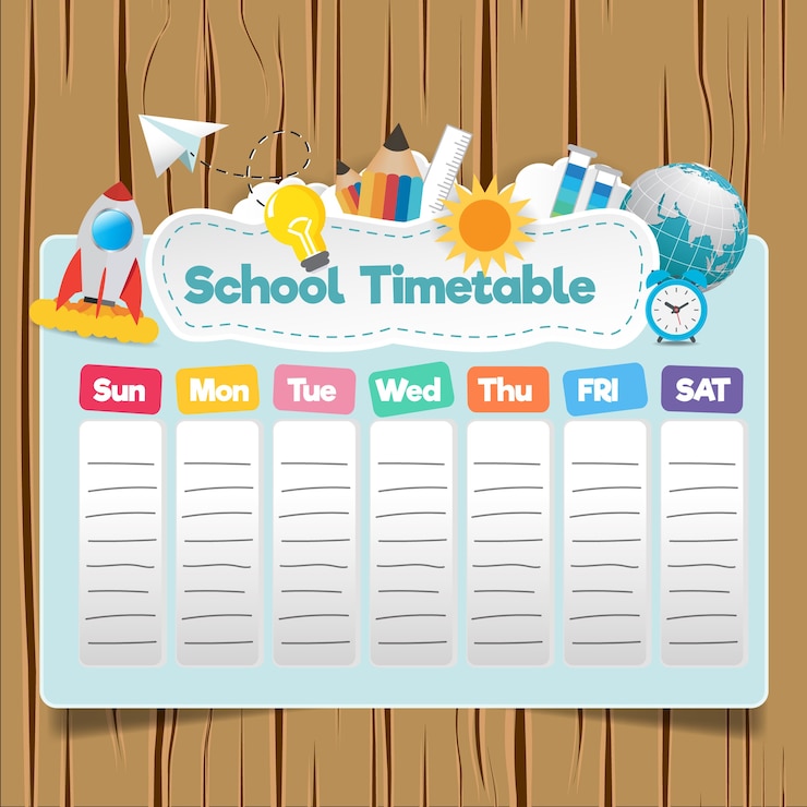 Vector school timetable template