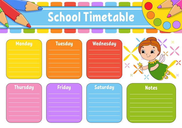 School timetable with multiplication table For the education of children