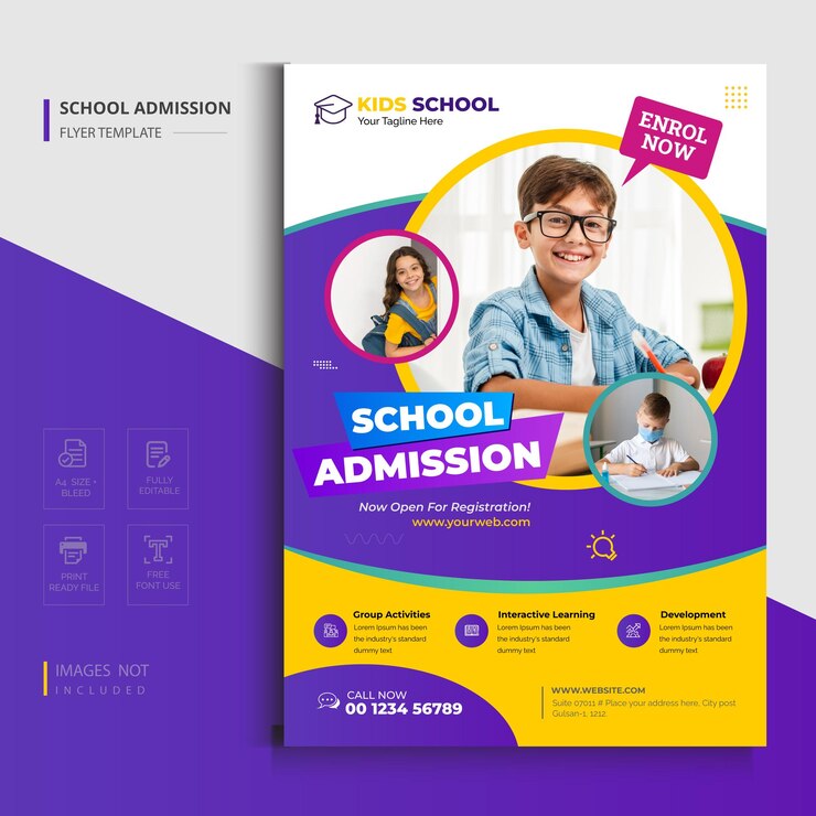 Vector school toelating flyer of folder sjabloonontwerp