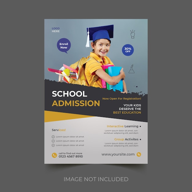 Vector school toelating flyer ontwerpsjablonen.