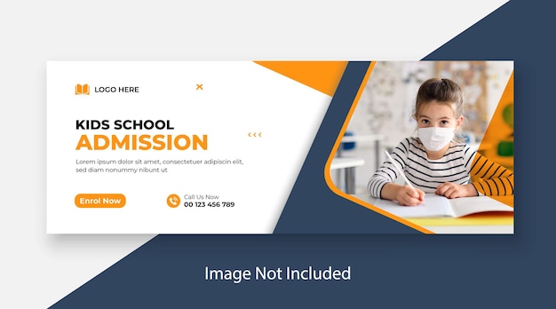 School toelating horizontale banner of facebook omslagfoto ontwerpsjabloon