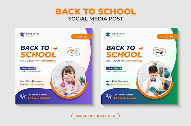 School toelating instagram post of terug naar school social media bannersjabloon