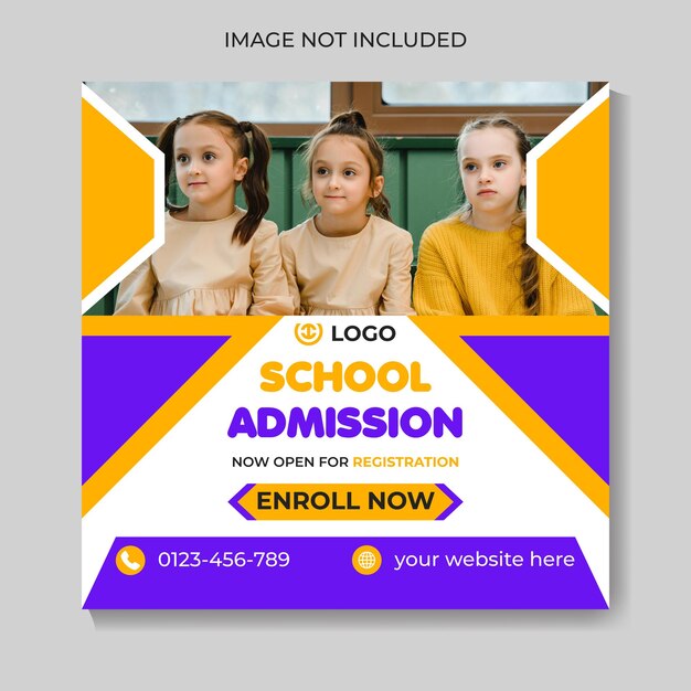 School toelating onderwijs sociale media post ontwerp web banner sjabloon