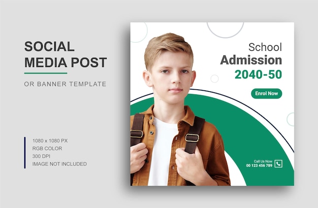 School toelating sociale media instagram post of banner ontwerp