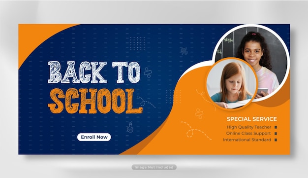 Vector school toelating sociale media web banner flyer en facebook cover foto ontwerp sjabloon