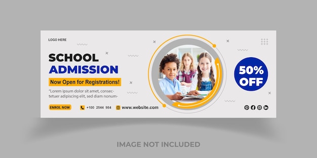 School toelating sociale media webbanner flyer en facebook omslagfoto ontwerpsjabloon premium eps