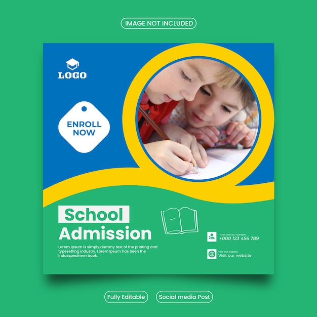 School toelating vierkante banner Geschikt voor back-to-school social media pack-sjabloon