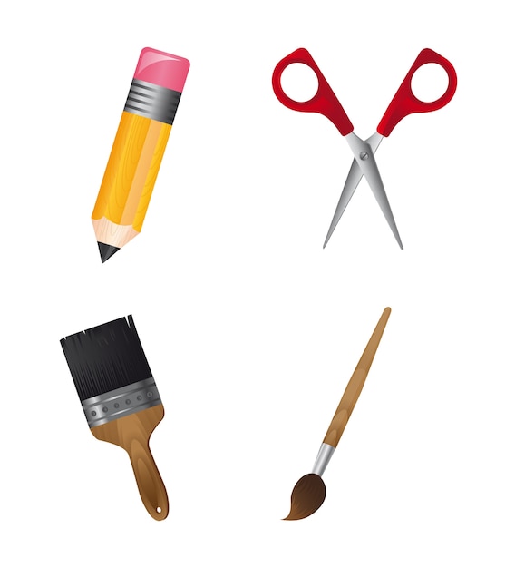 Vector school tools geïsoleerd