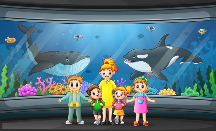 वेक्टर the school trip to aquarium park illustration