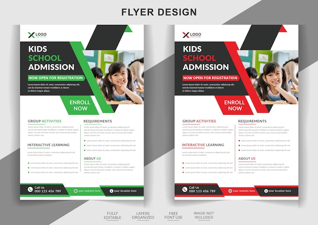 school university education admission flyer design and web banner template