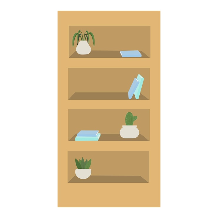 Vector school wardrobe furniture with books and plants back to school edition flat vector