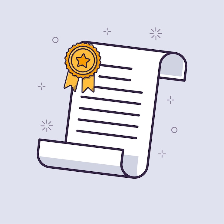 schoolarship paper reward or certificate cartoon illustration