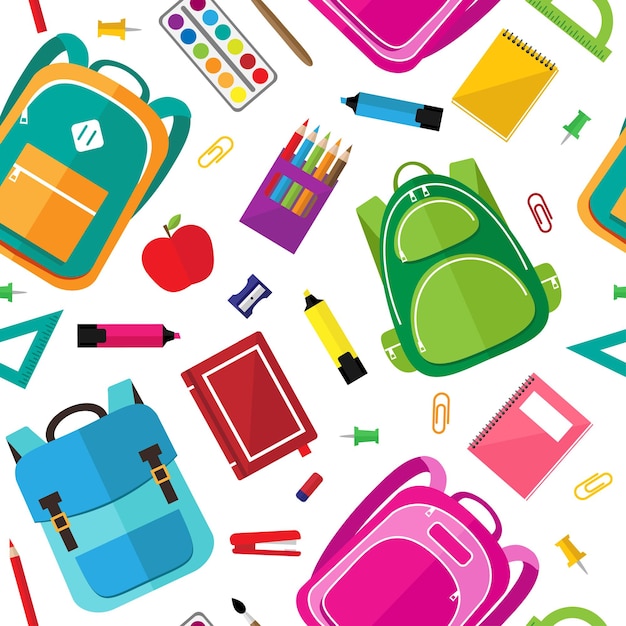 Schoolbags and stationery pattern