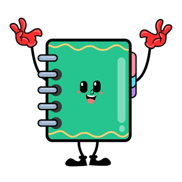 Vector schoolbook buddies playful cartoon school notebook characters