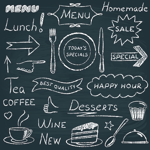 Schoolbord set menu ontwerpelementen