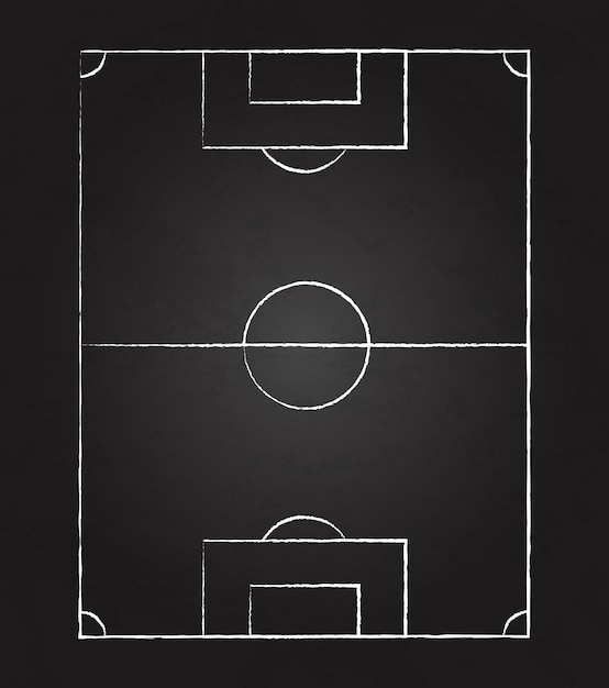 Schoolbordachtergrond met geschilderde officiële voetbalmarkeringen