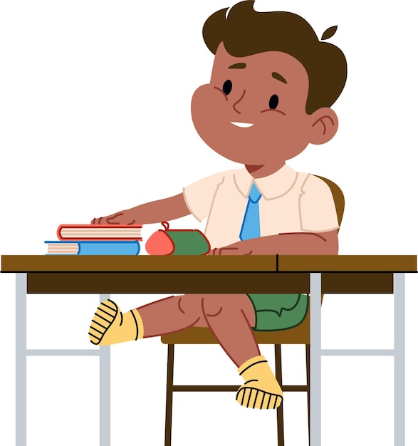 机 で 勉強 し て いる 学校 の 少年