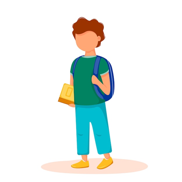 Vector schoolboy with backpack and book vector illustration