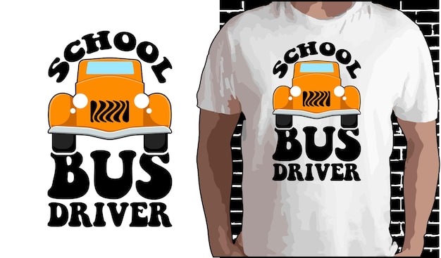 Vector schoolbuschauffeur t-shirt design terug naar school shirt citaten over terug naar school