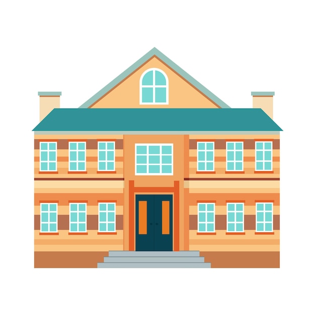 Schoolgebouw Icon Flat vector illustratie geïsoleerd op witte achtergrond