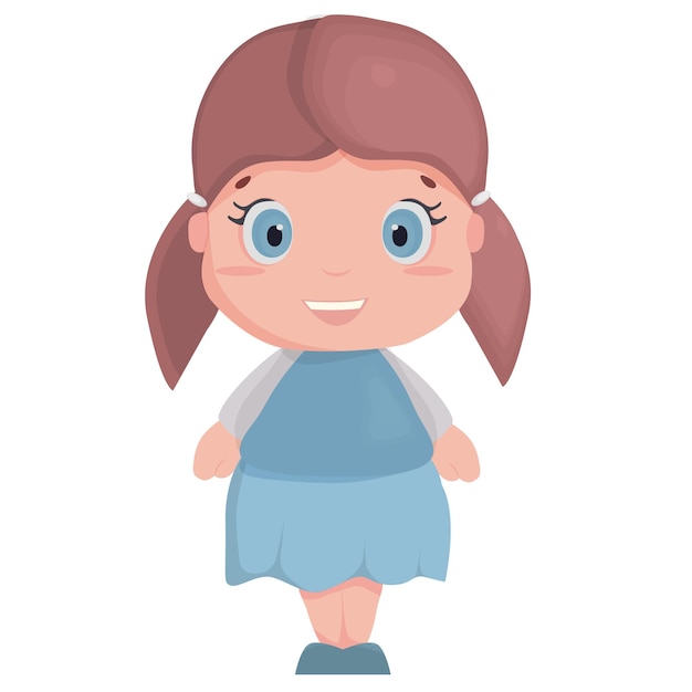 Schoolgirl vector illustrationPrimary school studentColorful illustration in flat cartoon style