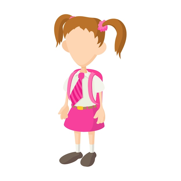 Vector schoolmeisje in uniform pictogram in cartoon stijl op een witte achtergrond