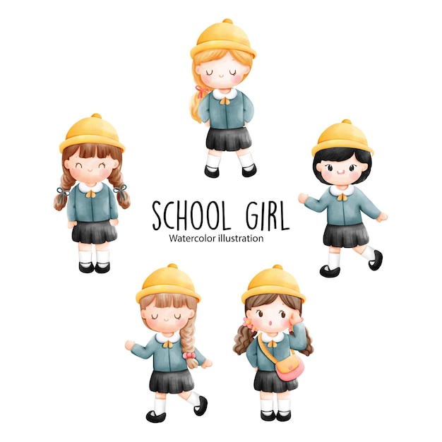 schoolmeisje, meisje in uniform. vector illustratie