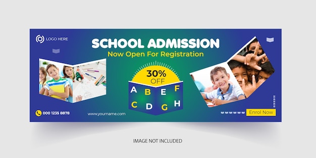 Schoolonderwijs Facebook social media post Banner Design kinderen school toelating webbanner