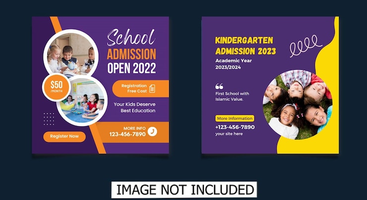 Vector schoolonderwijs toelating social media post terug naar school webbannersjabloon