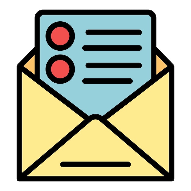Schoolpictogram van de envelop Outline envelop schoolpictogram vector kleur vlak geïsoleerd