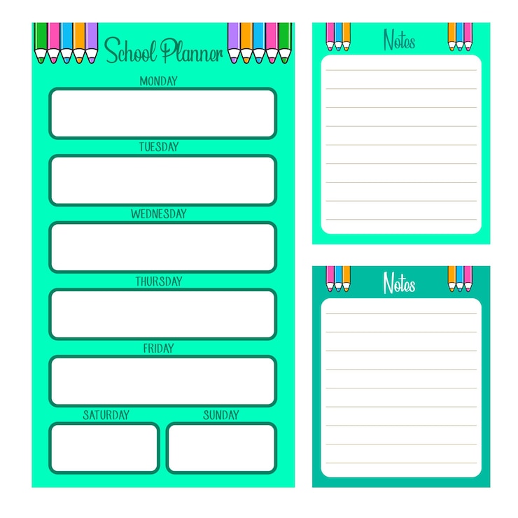 Schoolplanner met notities