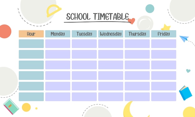 Schoolplanner voor kinderen grafis Schoolrooster voor student
