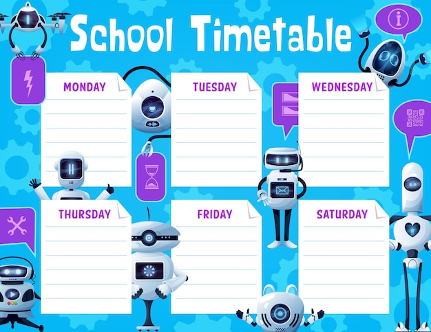 Vector schoolrooster met robots en drones